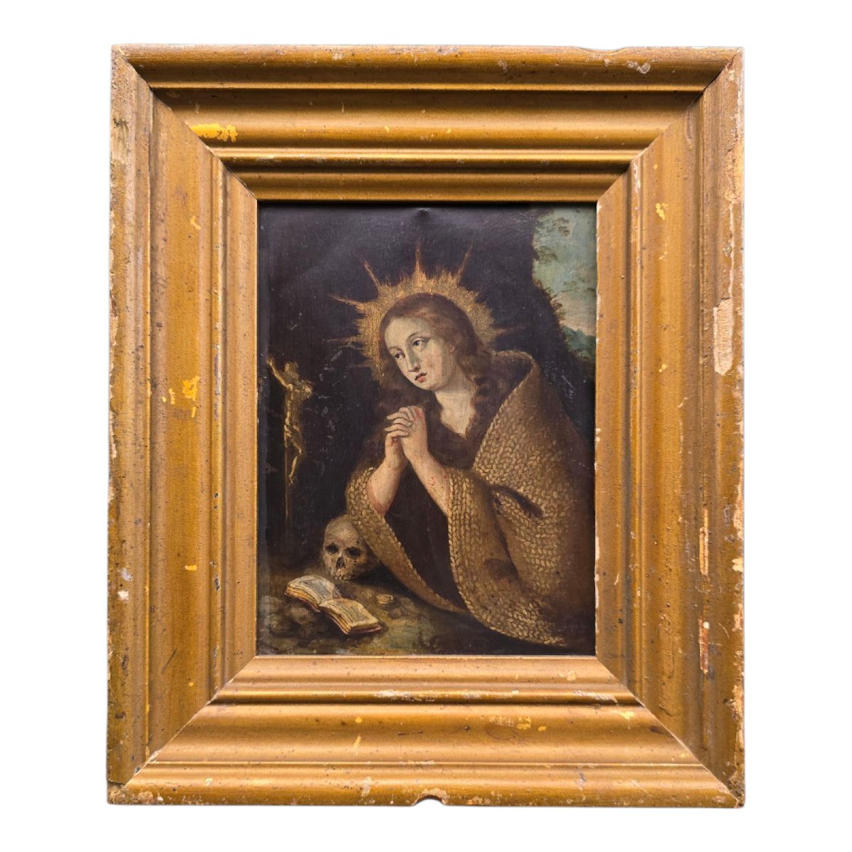Huile Sur Cuivre, XVIIe Siècle. « Sainte Marie d'égypte, Pénitente »-photo-3