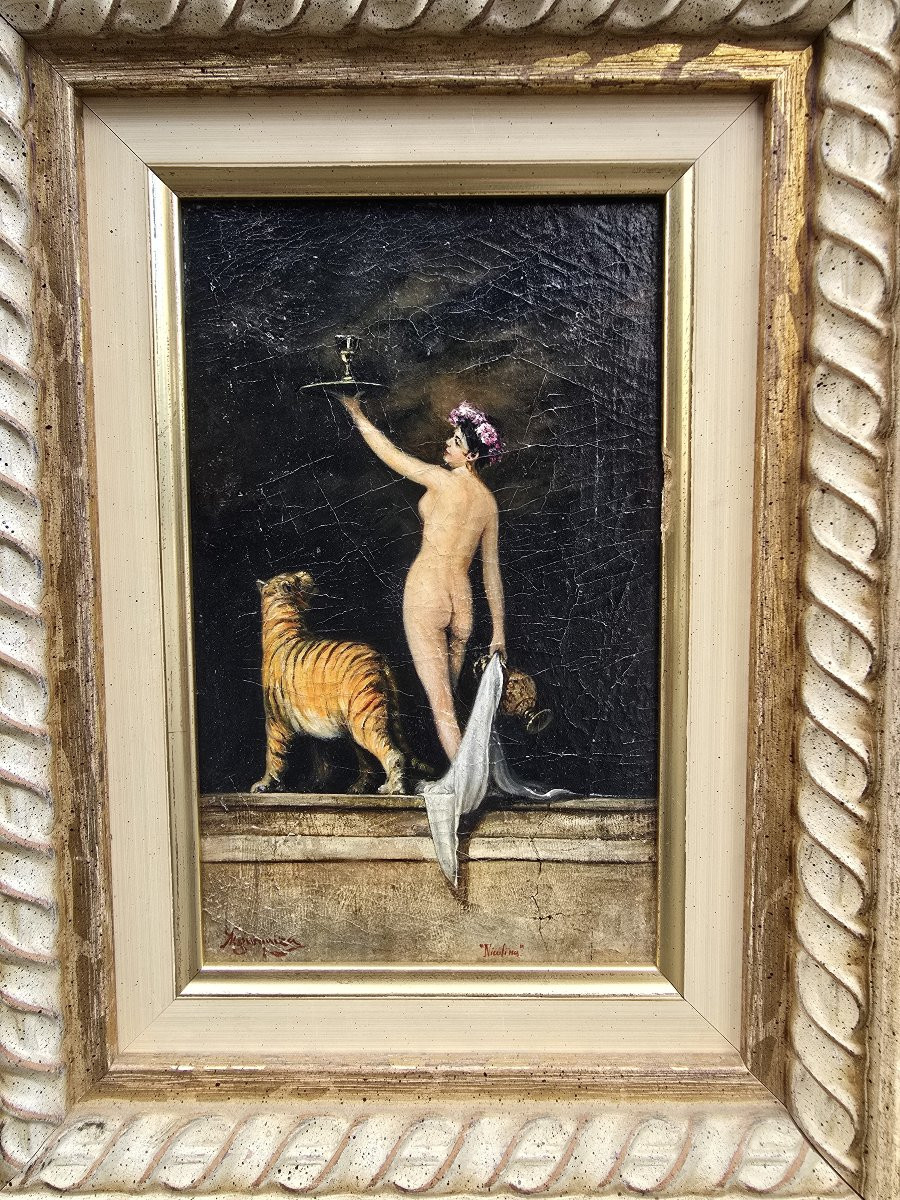 Huile Sur Toile Intitulée « Nicolina » — Artiste Basque, Fin Du XIXe Siècle-photo-3