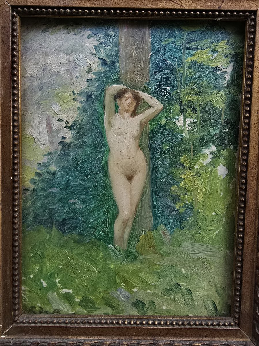Roland De Baere Oil On Canvas, Pointillism Style Signed By The Artist.-photo-3