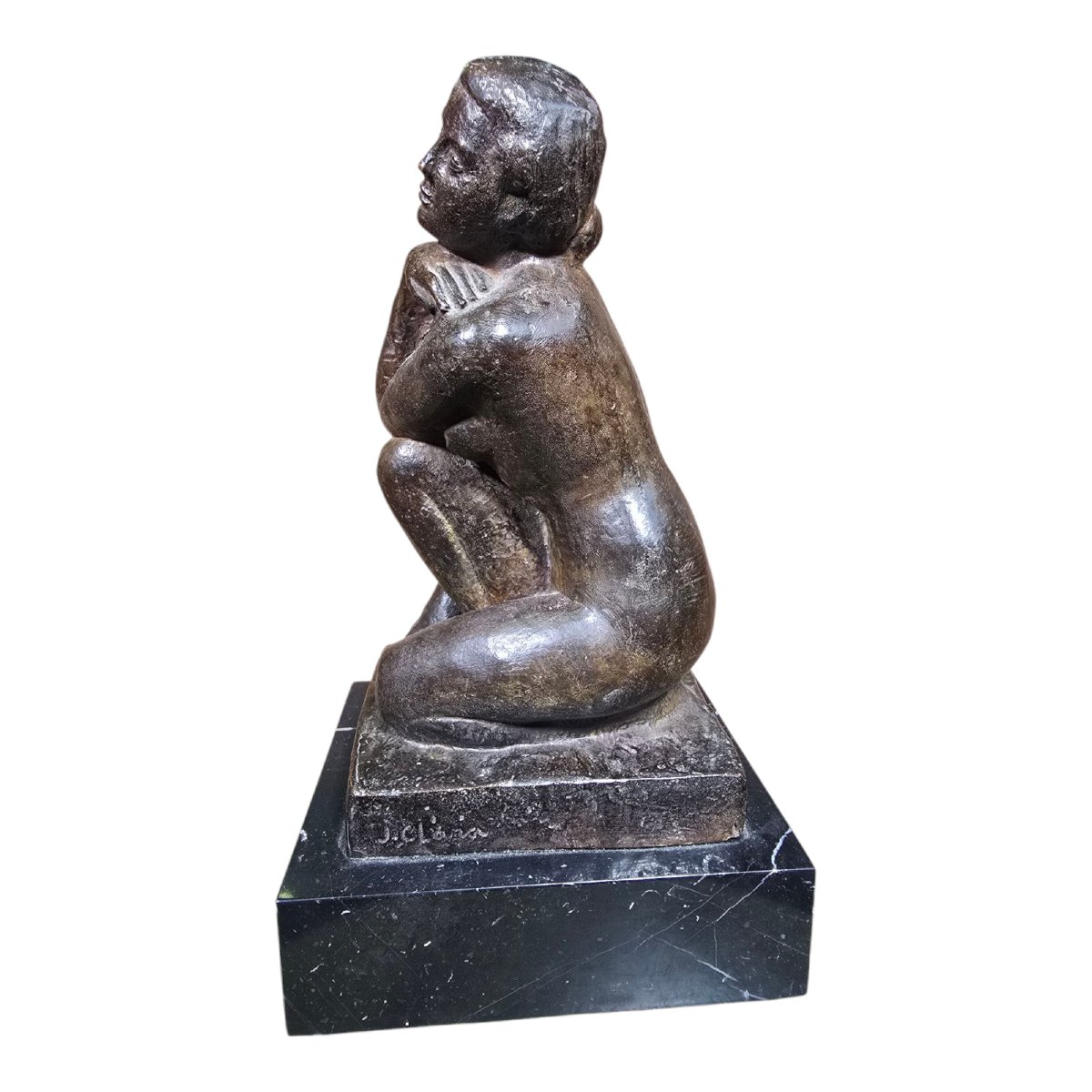 Juan Clara And Ayats (1875-1958) Sculpture In Solid Bronze On Marble Base-photo-5