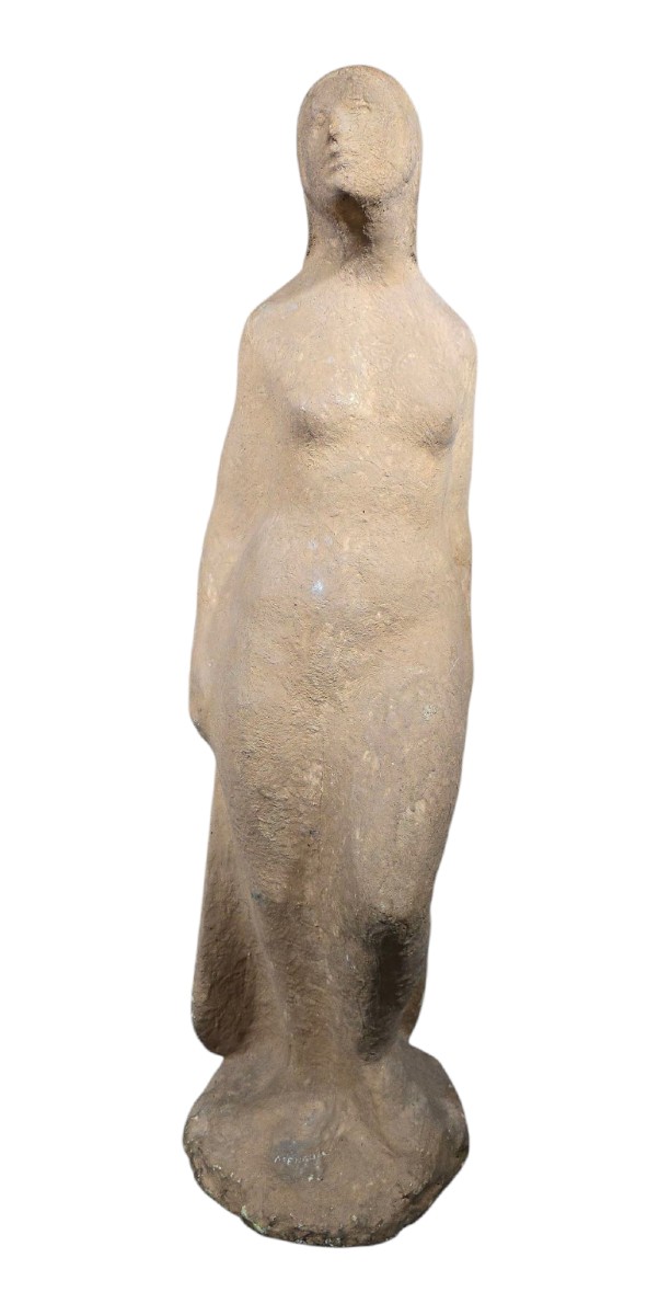 Modern Sculpture By Antonio García Mengual (signed Mengual, 1976) Gesso With Pietra Effect Finish