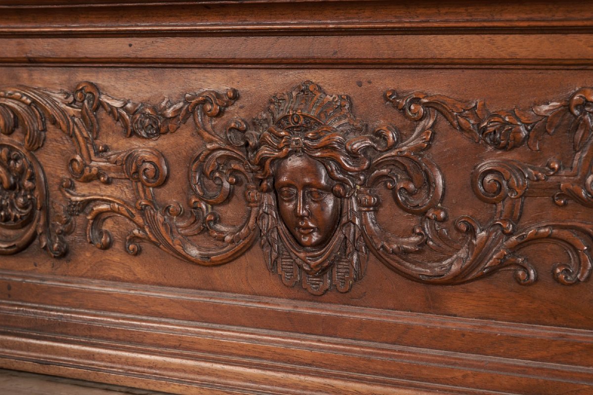 Large French Buffet, 19th Century, Carved Fruitwood And Marble Top-photo-7