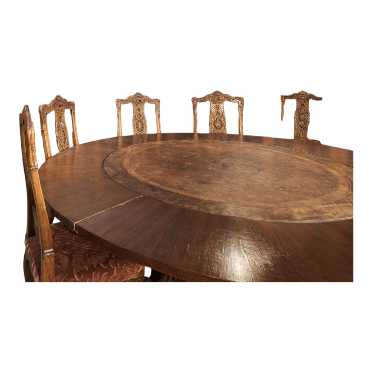 Large French Round Table, 19th Century Fruitwood 200 Cm Diameter-photo-2