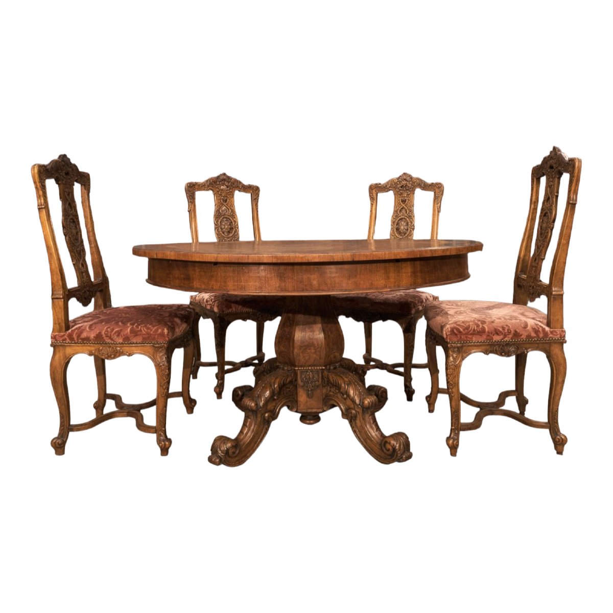 Large French Round Table, 19th Century Fruitwood 200 Cm Diameter-photo-1