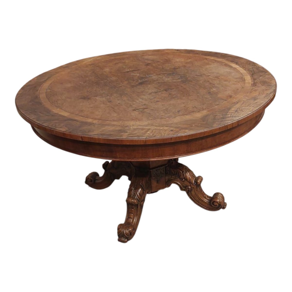 Large French Round Table, 19th Century Fruitwood 200 Cm Diameter-photo-5