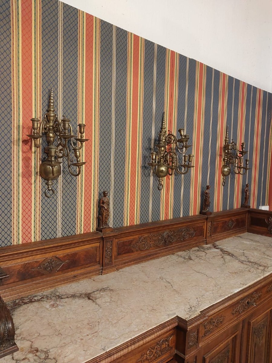 Ensemble De 3 Appliques Hollandaises En Bronze Du XIXe Siècle-photo-1