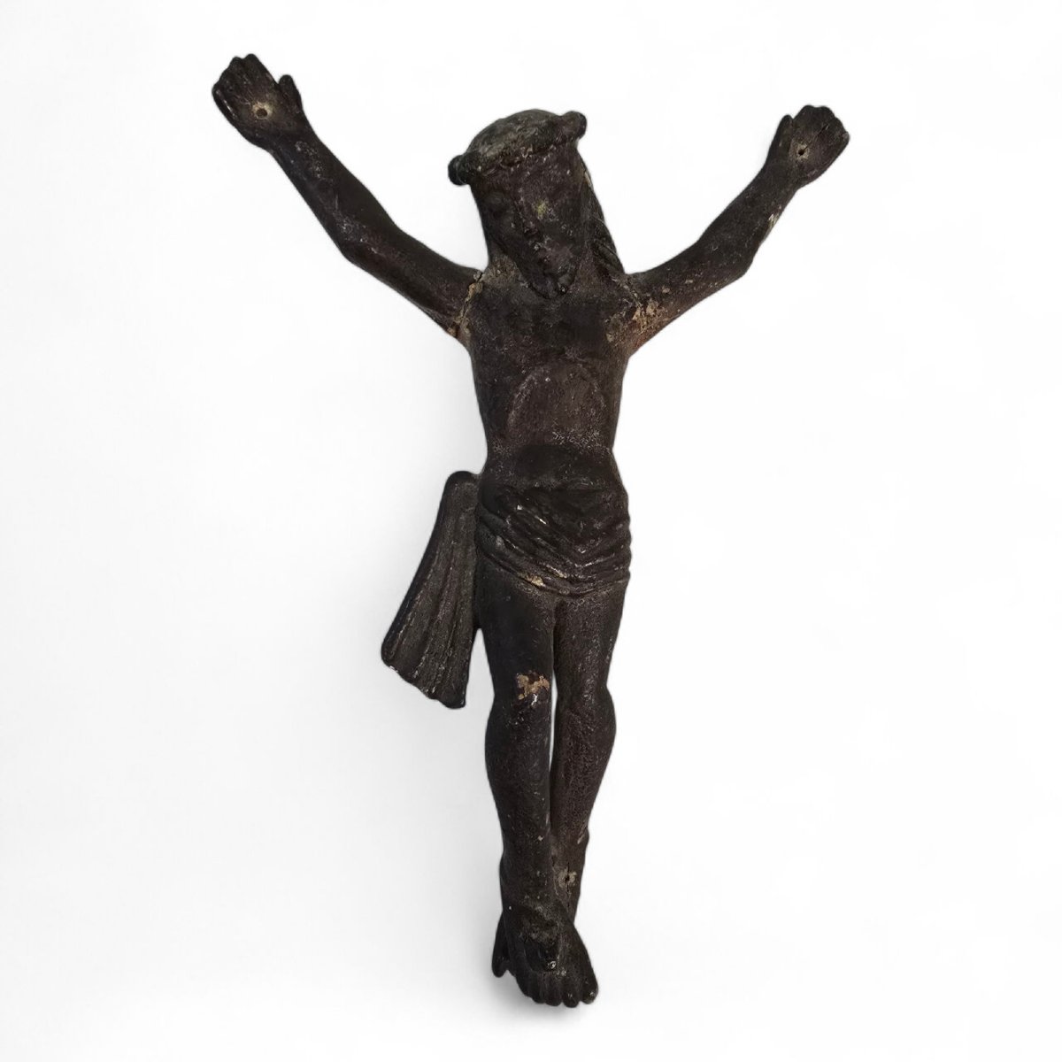 Christ En Bois Sculpté Du XVIIe Siècle, Originaire De Navarre, En Espagne-photo-1