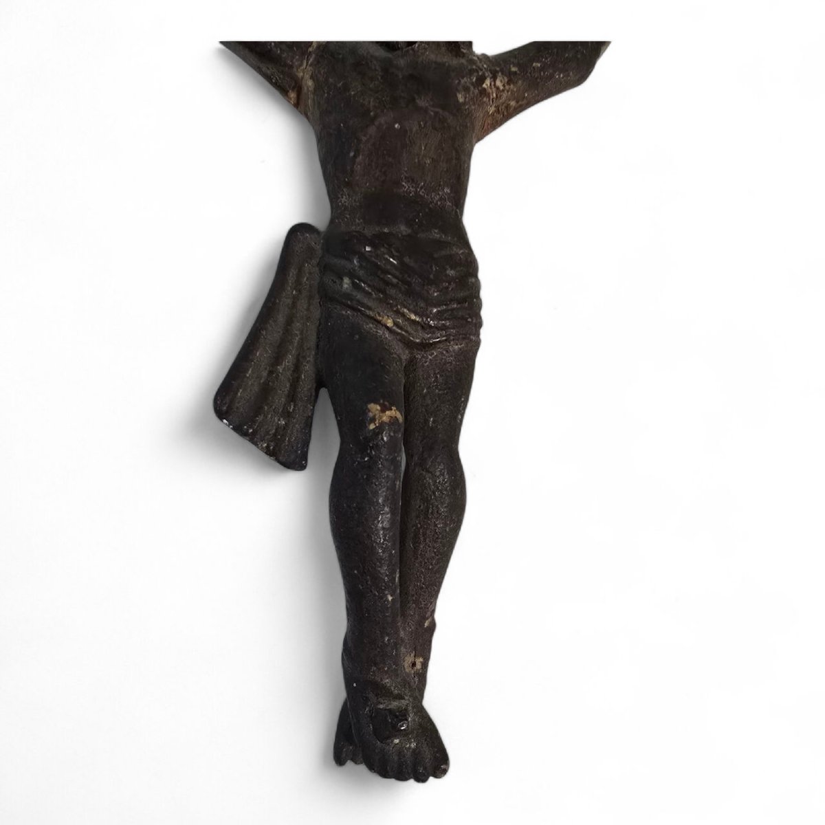 Christ En Bois Sculpté Du XVIIe Siècle, Originaire De Navarre, En Espagne-photo-3
