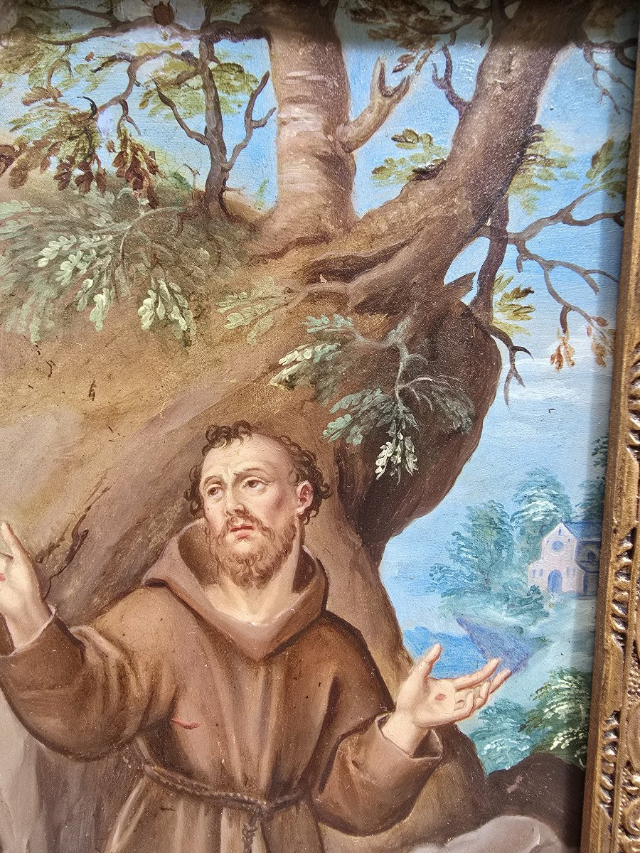 Oil On Copper — Saint Francis Of Assisi, 17th Century-photo-4