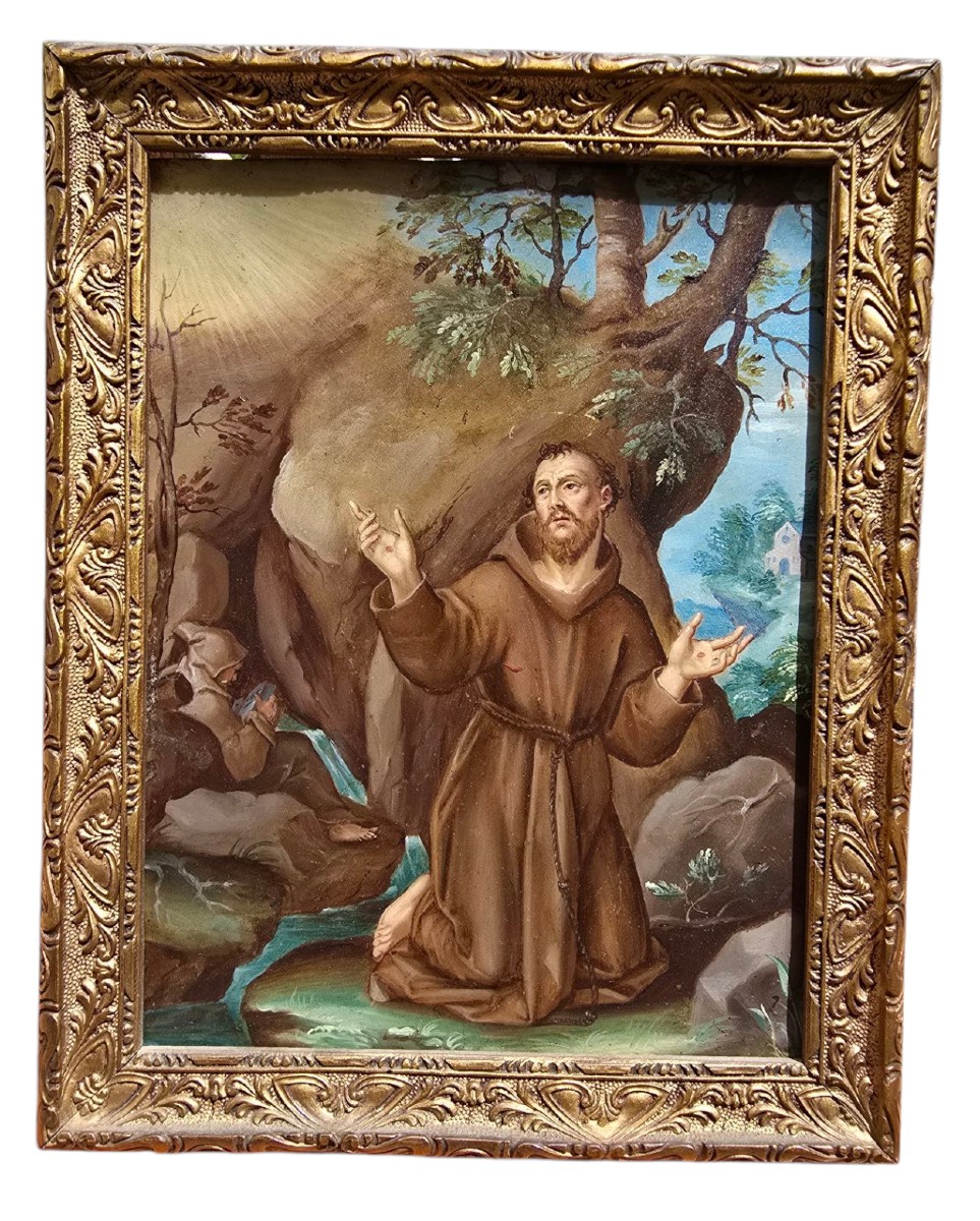 Oil On Copper — Saint Francis Of Assisi, 17th Century