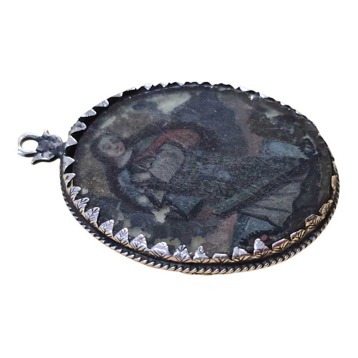 Reliquary In Solid Silver With The Virgin Mary Painted On Glass, 17th Century-photo-1