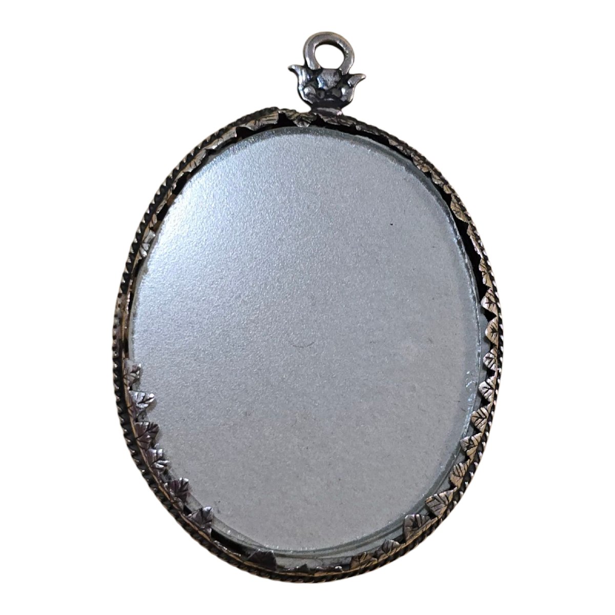 Reliquary In Solid Silver With The Virgin Mary Painted On Glass, 17th Century-photo-2