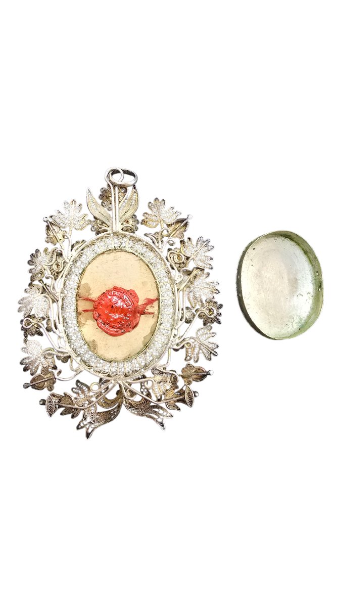 Reliquaire En Argent Doré – Xix e Siècle-photo-2