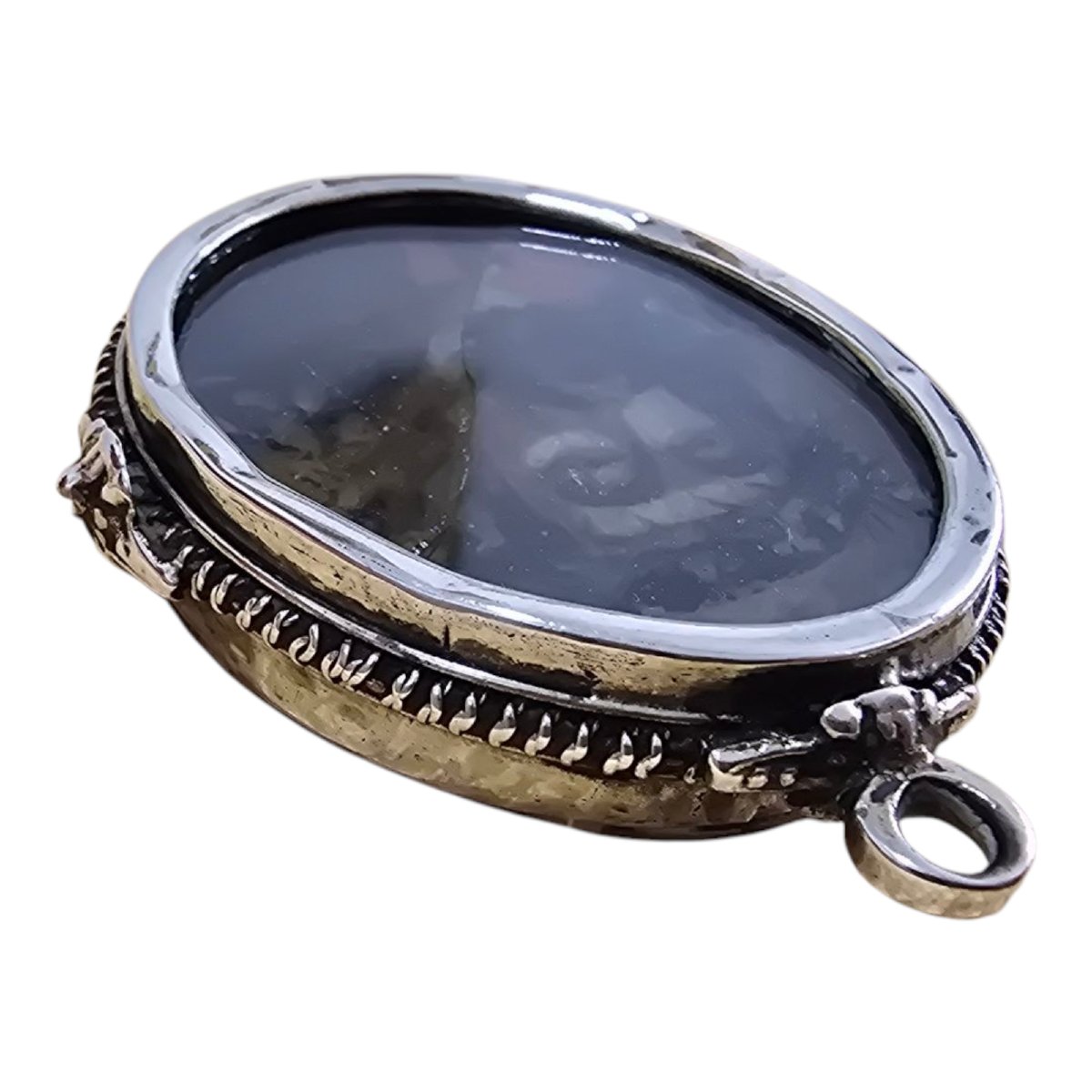 Pendentif Médaillon En Argent Massif – XVIIIe Siècle-photo-2