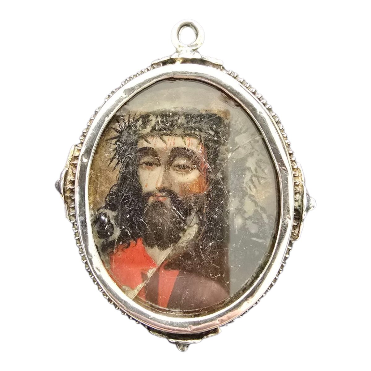 Pendentif Médaillon En Argent Massif – XVIIIe Siècle-photo-5