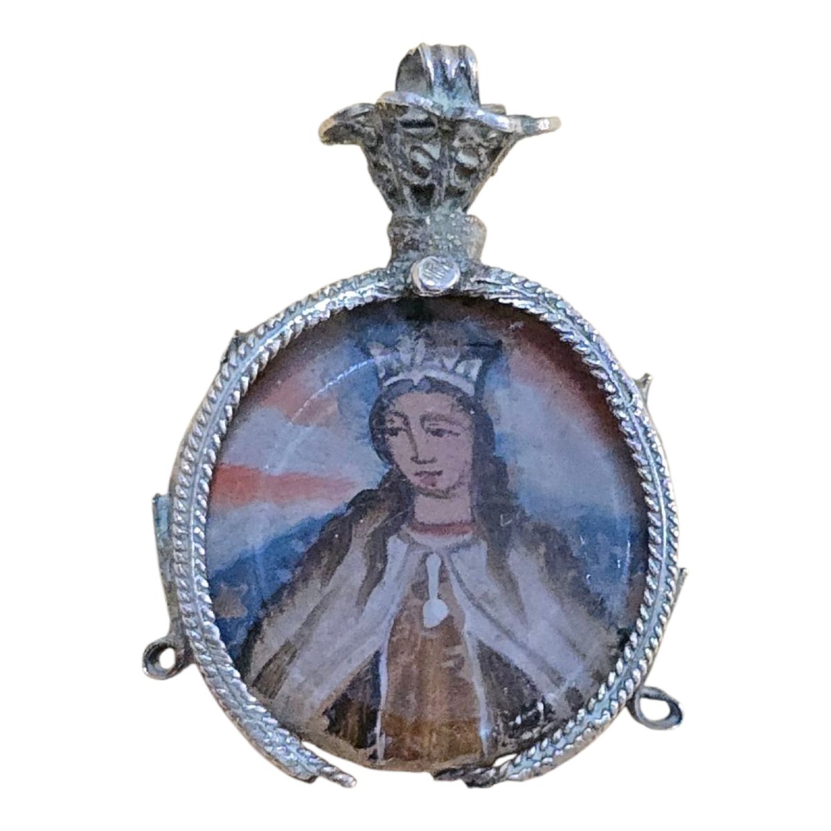 Pendentif Médaillon En Argent Massif – XVIIIe Siècle-photo-2