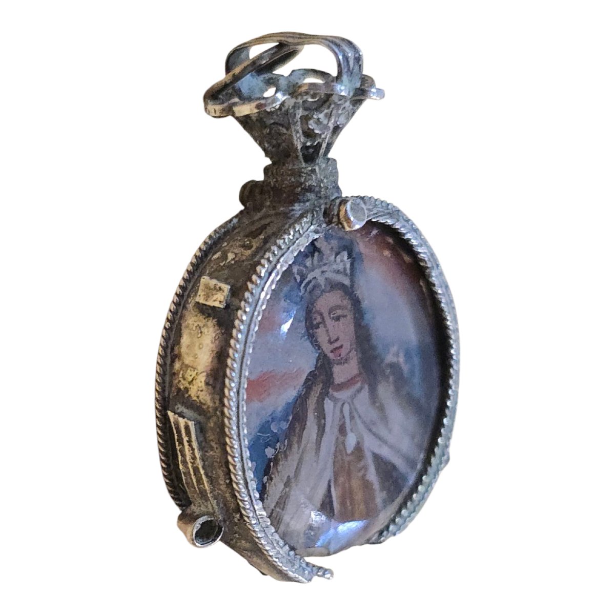 Pendentif Médaillon En Argent Massif – XVIIIe Siècle-photo-3