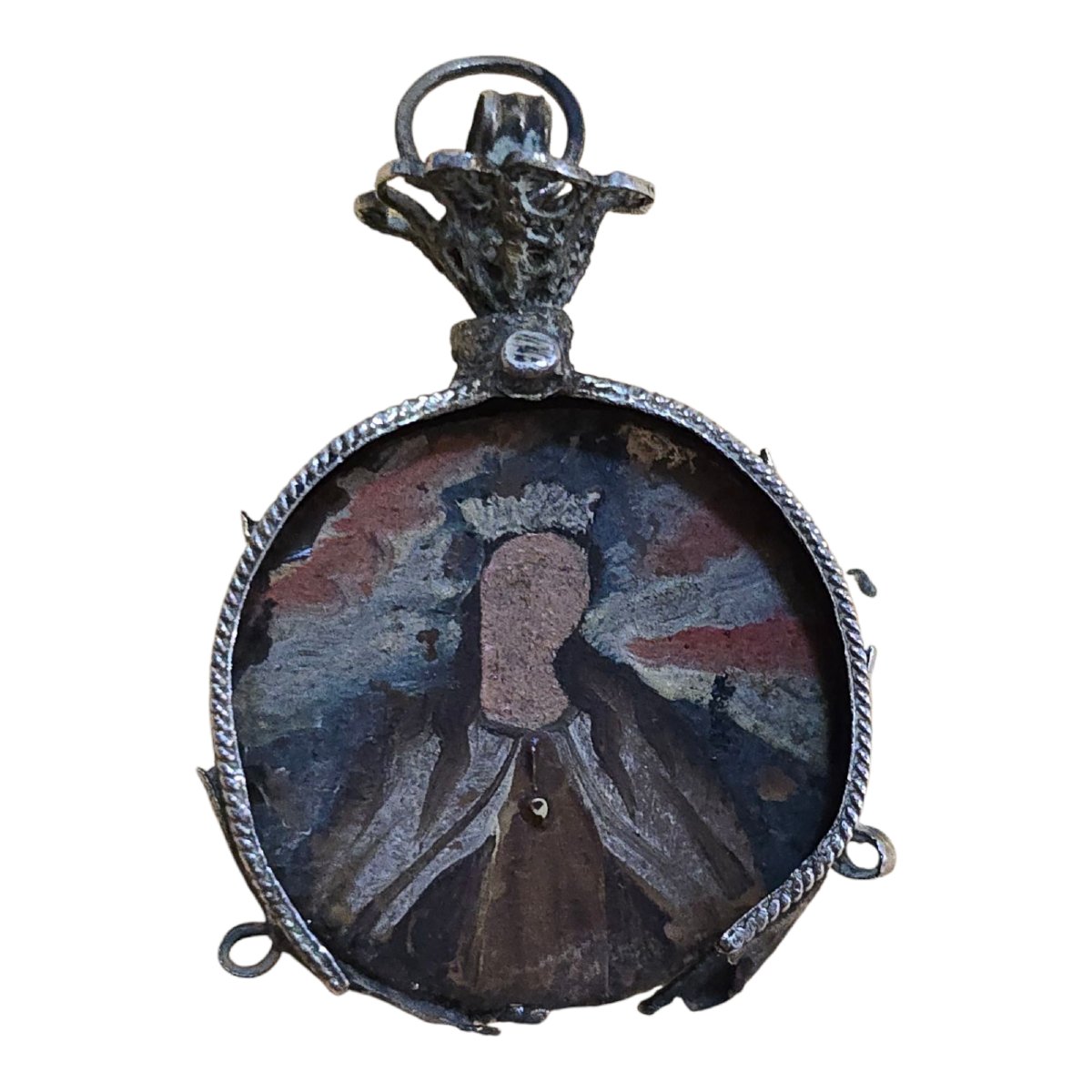Pendentif Médaillon En Argent Massif – XVIIIe Siècle-photo-4