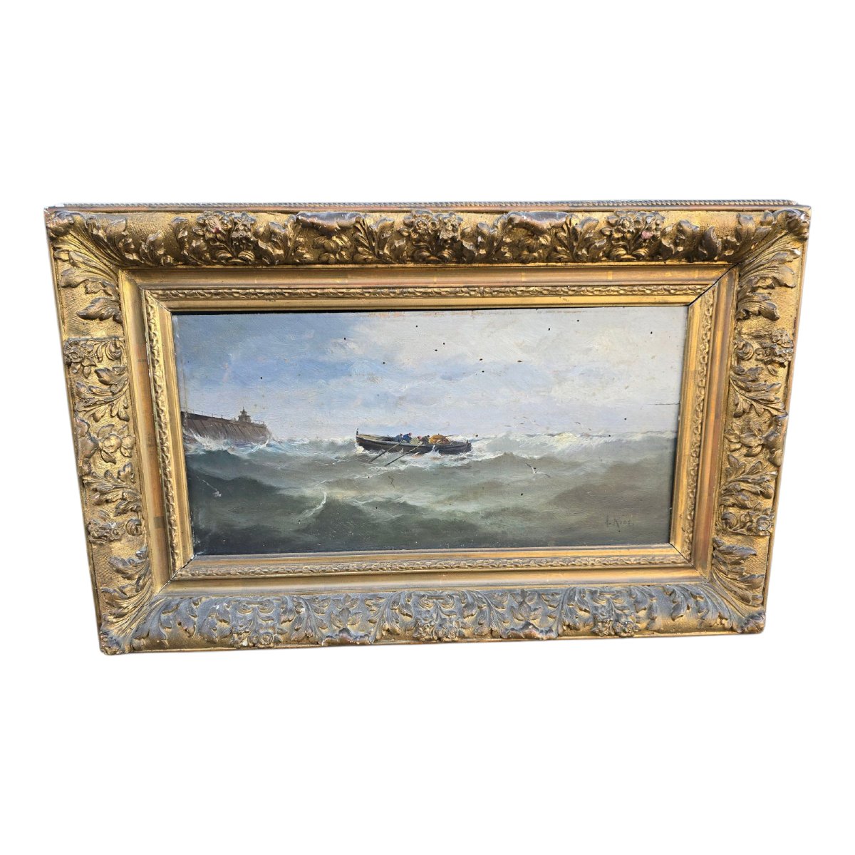 Oil On Panel: Basque Sailors In The Port Of Santander-photo-1