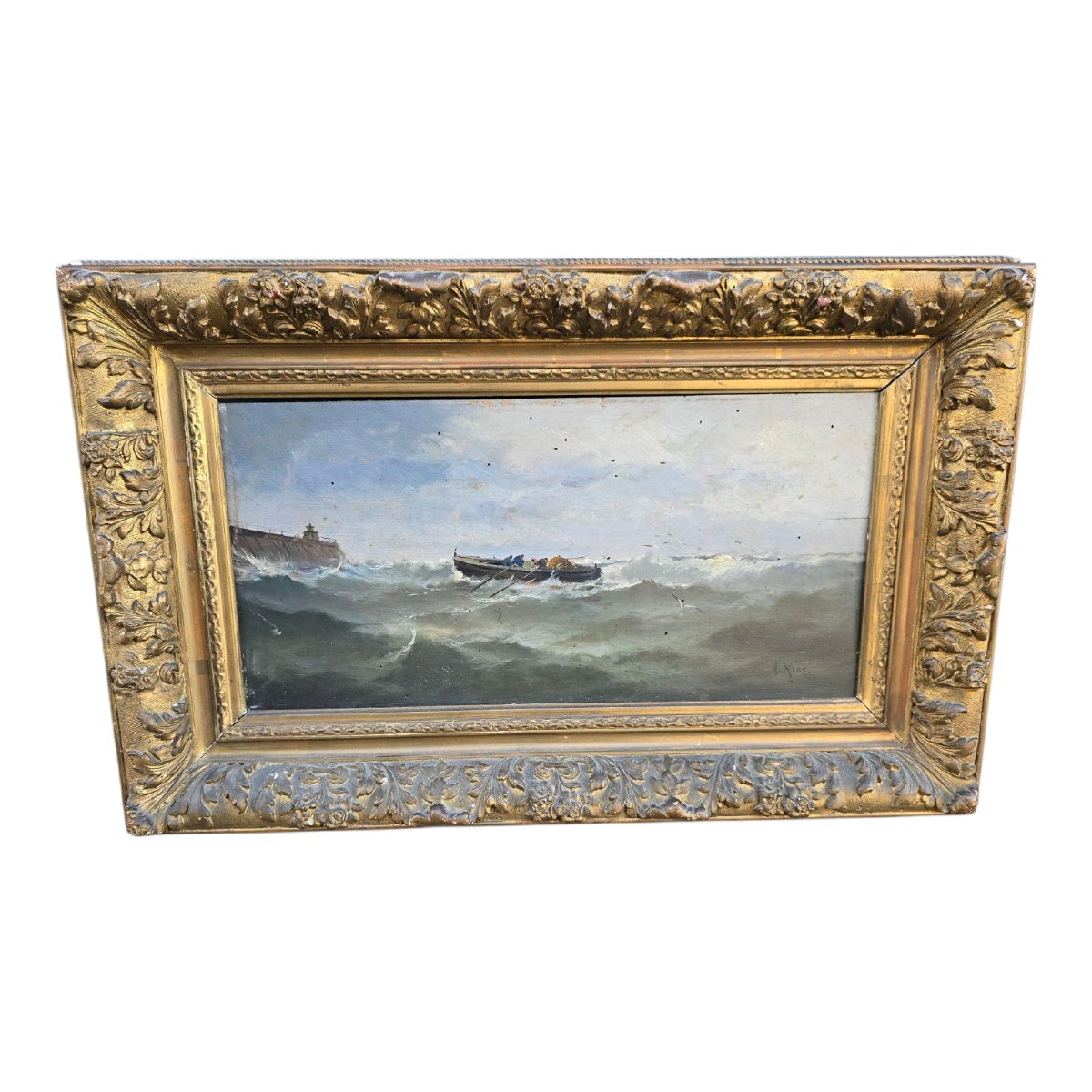 Oil On Panel: Basque Sailors In The Port Of Santander-photo-2