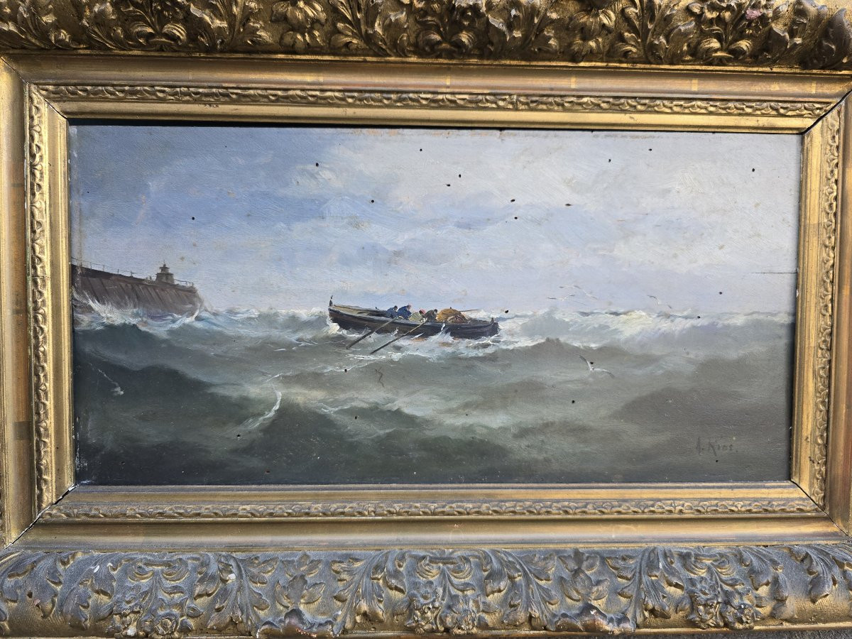 Oil On Panel: Basque Sailors In The Port Of Santander-photo-6