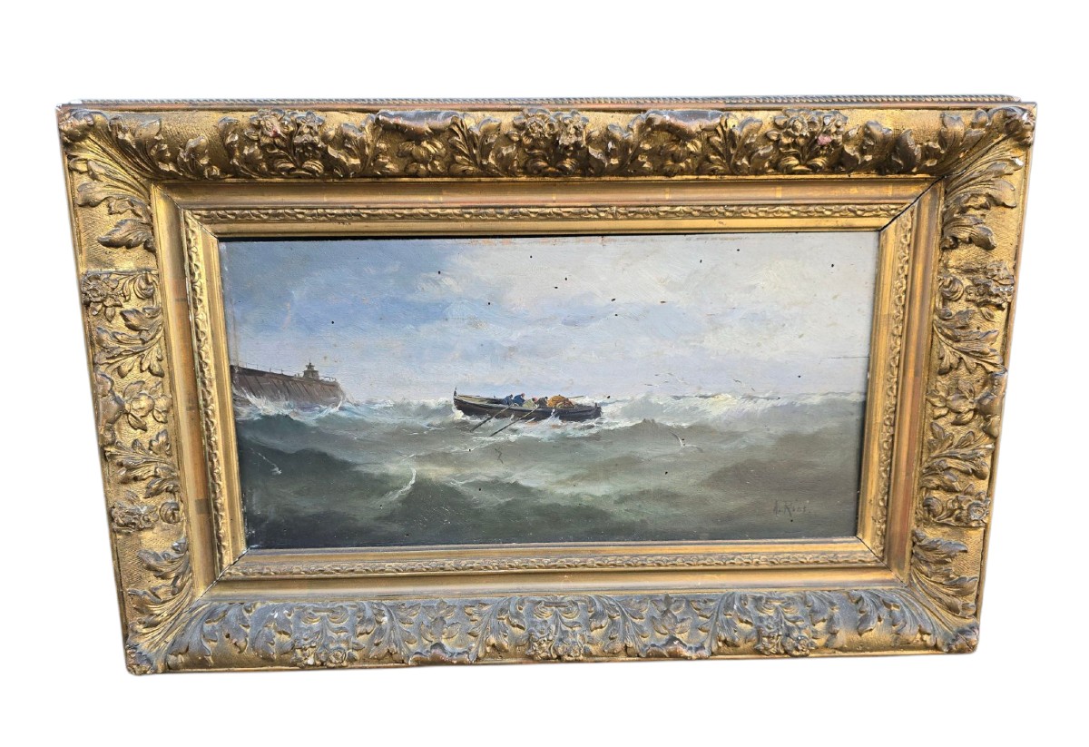 Oil On Panel: Basque Sailors In The Port Of Santander