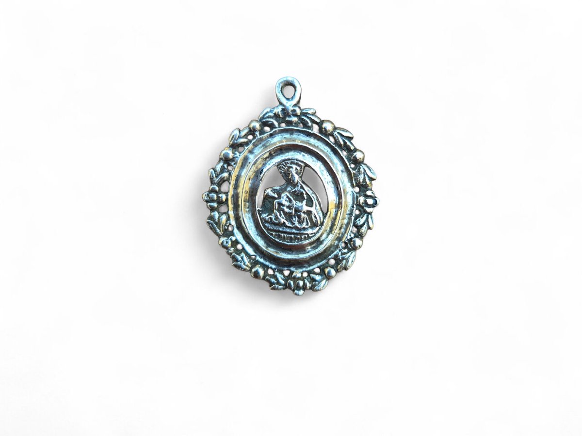 Religious Pendant In Solid Silver – 19th Century-photo-4