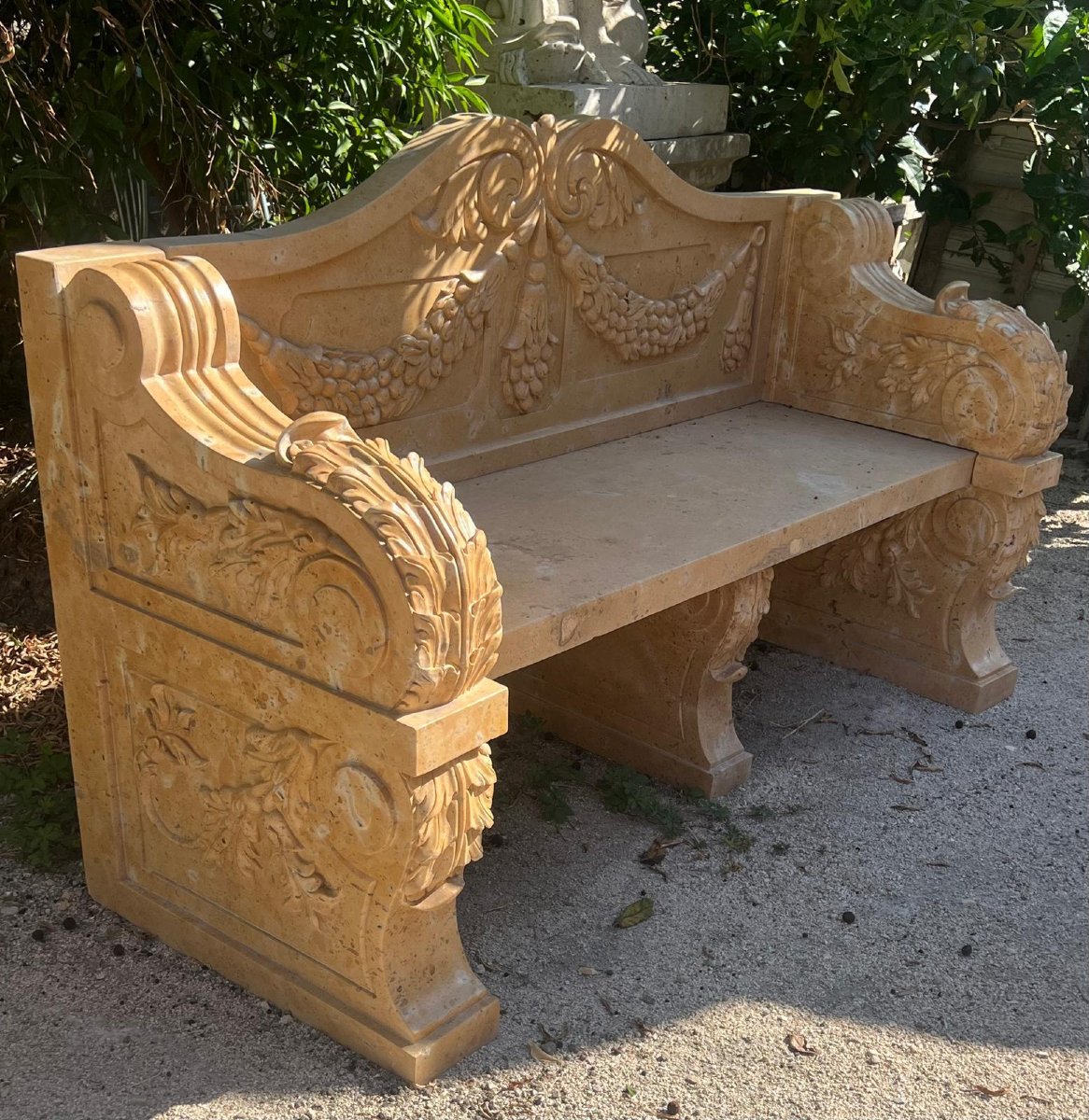 Banc En Marbre Italien – XXe Siècle-photo-2