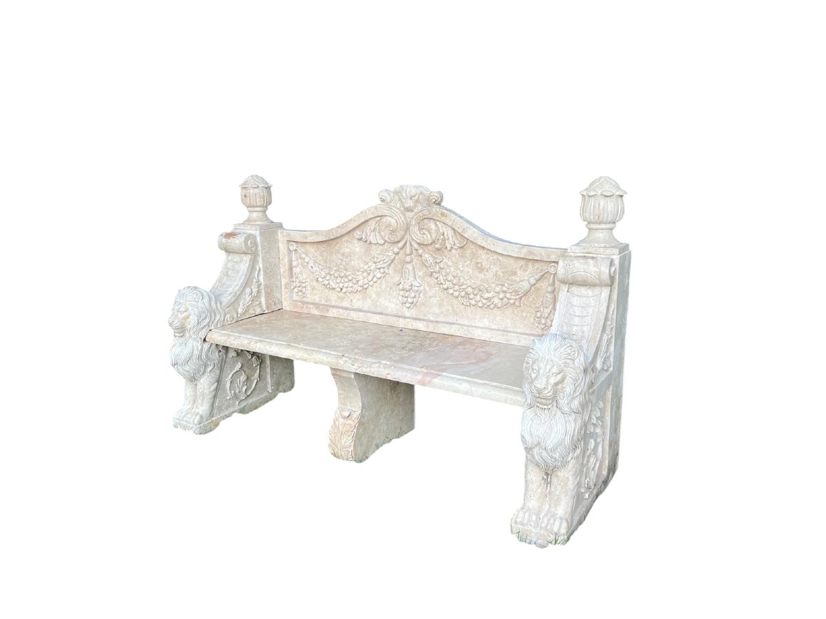 Italian Marble Bench – 20th Century-photo-3