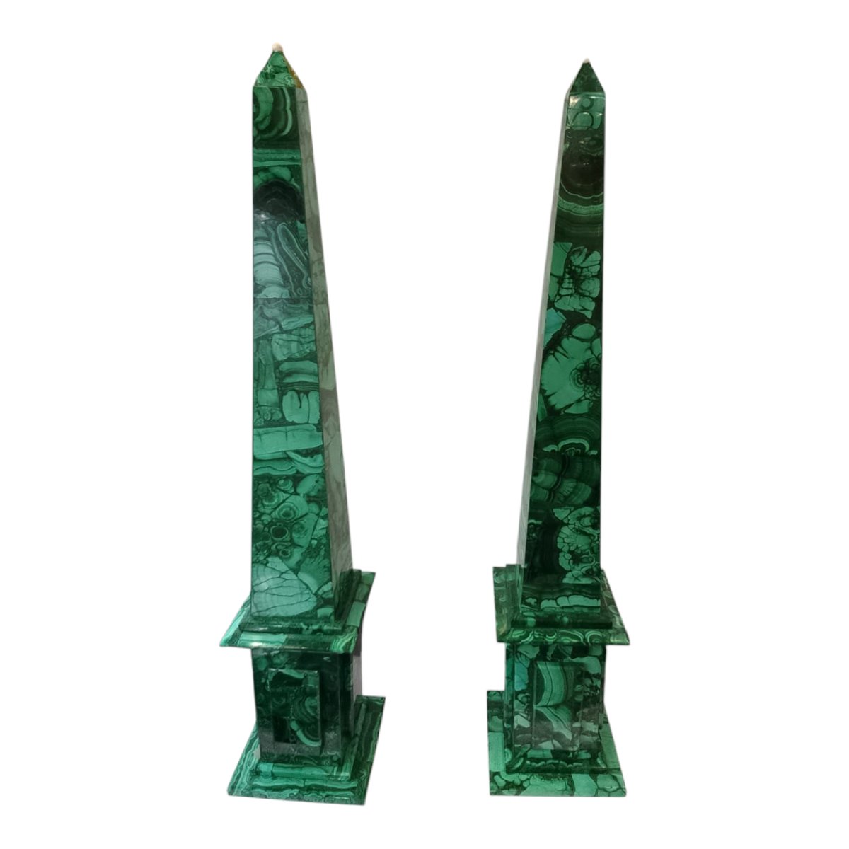 Pair Of Malachite Obelisks – Italy, 1970s-photo-3