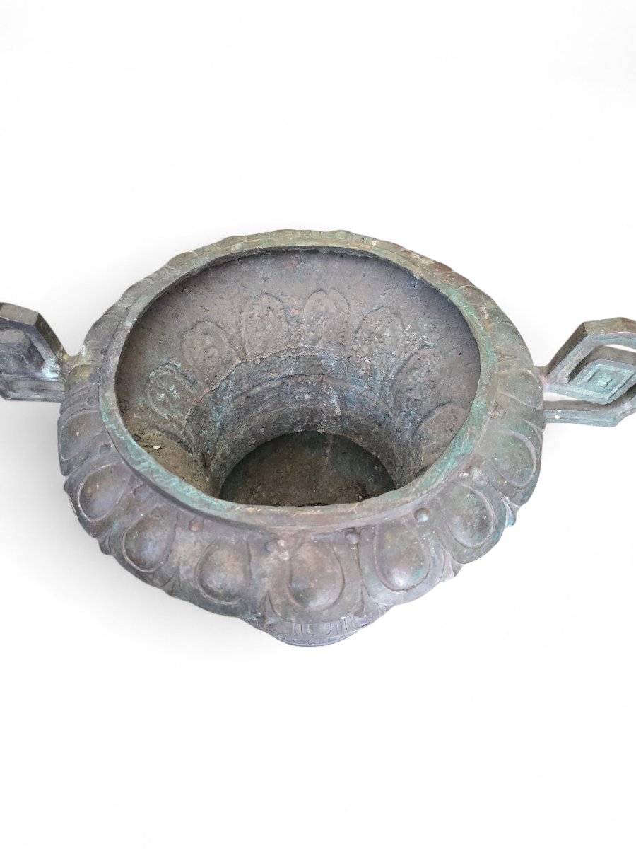 PAIRE DE VASES DE JARDIN ANCIENS EN BRONZE – XIXe SIÈCLE-photo-3