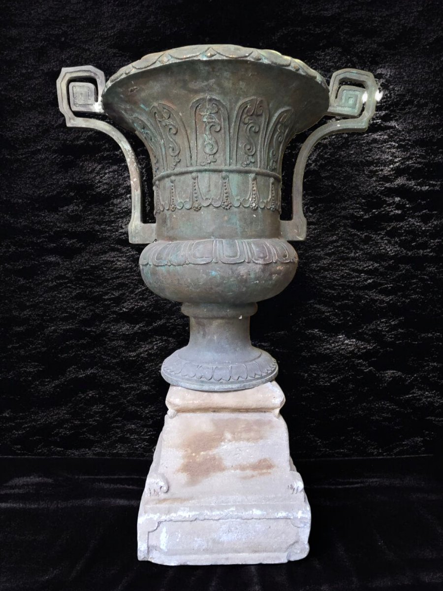 PAIRE DE VASES DE JARDIN ANCIENS EN BRONZE – XIXe SIÈCLE-photo-4