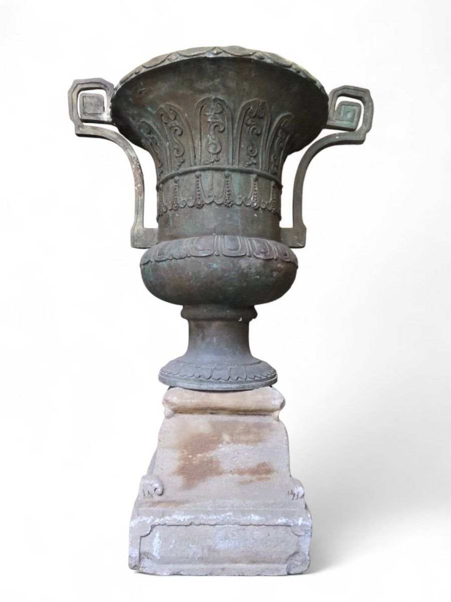 PAIRE DE VASES DE JARDIN ANCIENS EN BRONZE – XIXe SIÈCLE-photo-1