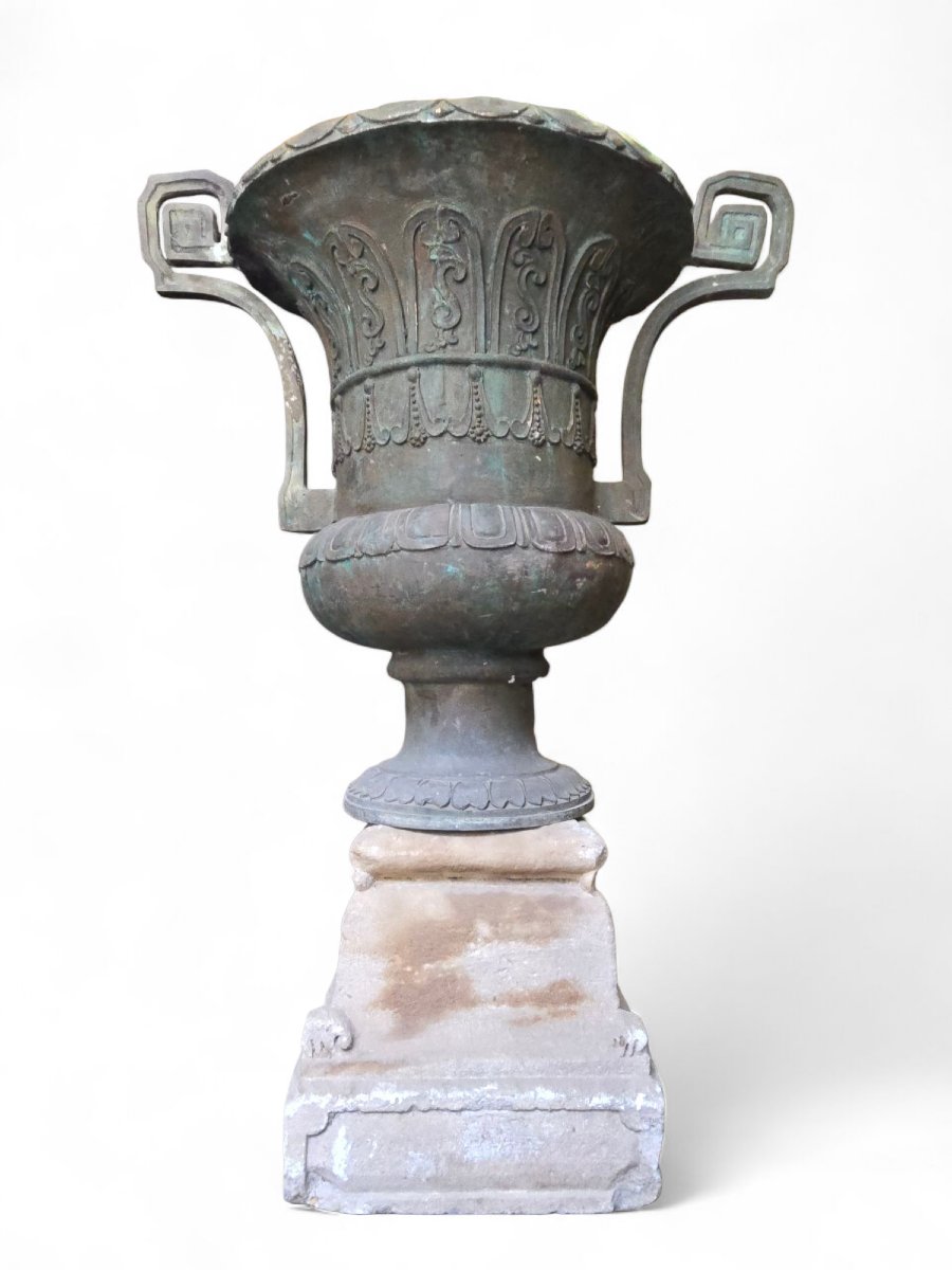 PAIRE DE VASES DE JARDIN ANCIENS EN BRONZE – XIXe SIÈCLE-photo-2