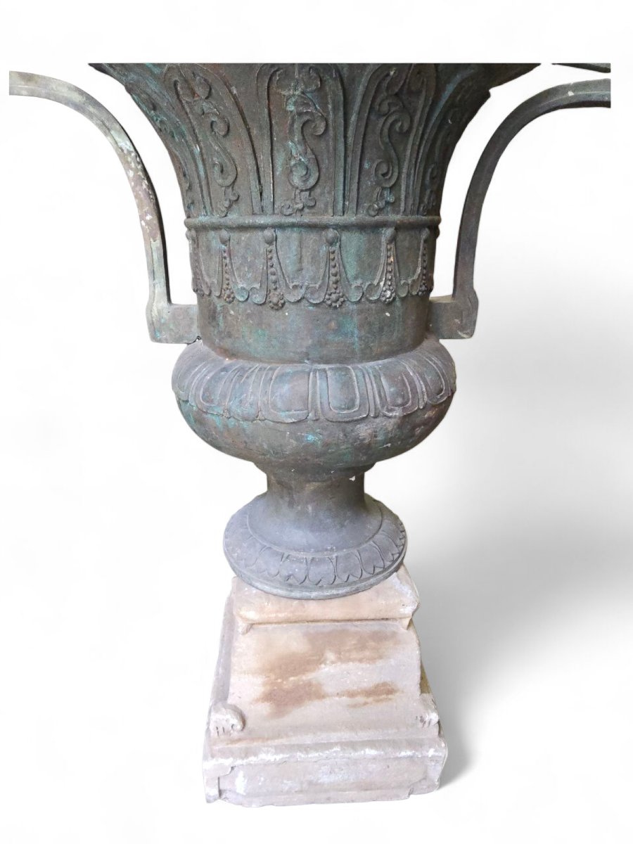 PAIRE DE VASES DE JARDIN ANCIENS EN BRONZE – XIXe SIÈCLE-photo-4