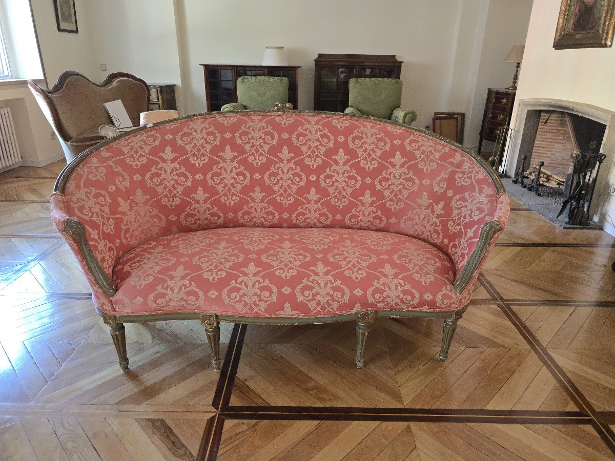 18th Century Louis XVI Period Sofa – Carved And Gilded Wood, Original Woodwork-photo-2