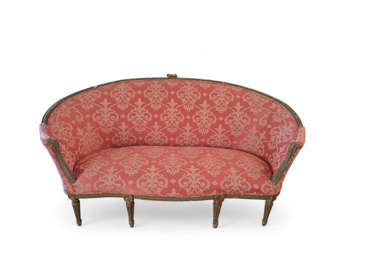 18th Century Louis XVI Period Sofa – Carved And Gilded Wood, Original Woodwork-photo-3