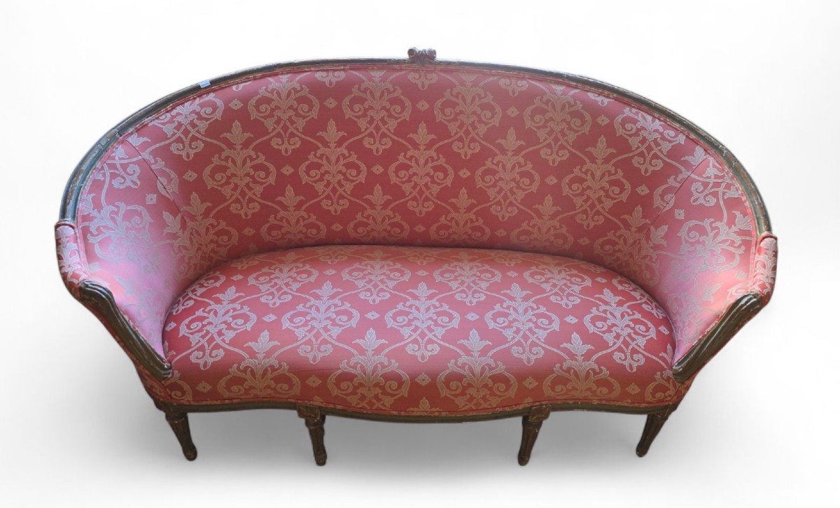 18th Century Louis XVI Period Sofa – Carved And Gilded Wood, Original Woodwork