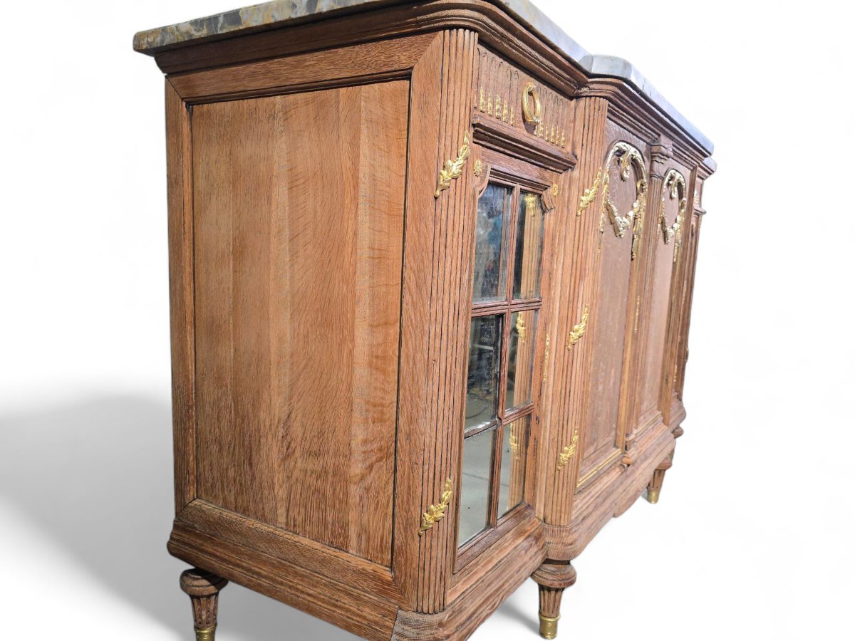 Grand buffet en chêne orné de bronze doré et marbre – XIXe siècle-photo-2