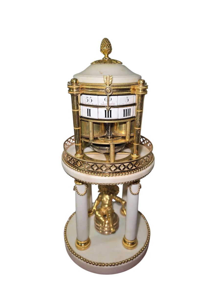 Rare 18th Century Clock In Marble And Gilded Bronze – Signed “le Chopie à Paris”-photo-2