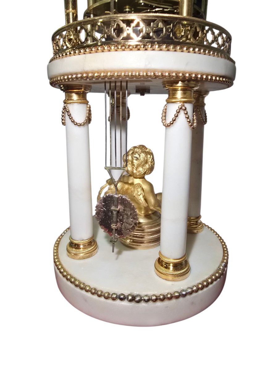Rare 18th Century Clock In Marble And Gilded Bronze – Signed “le Chopie à Paris”-photo-1