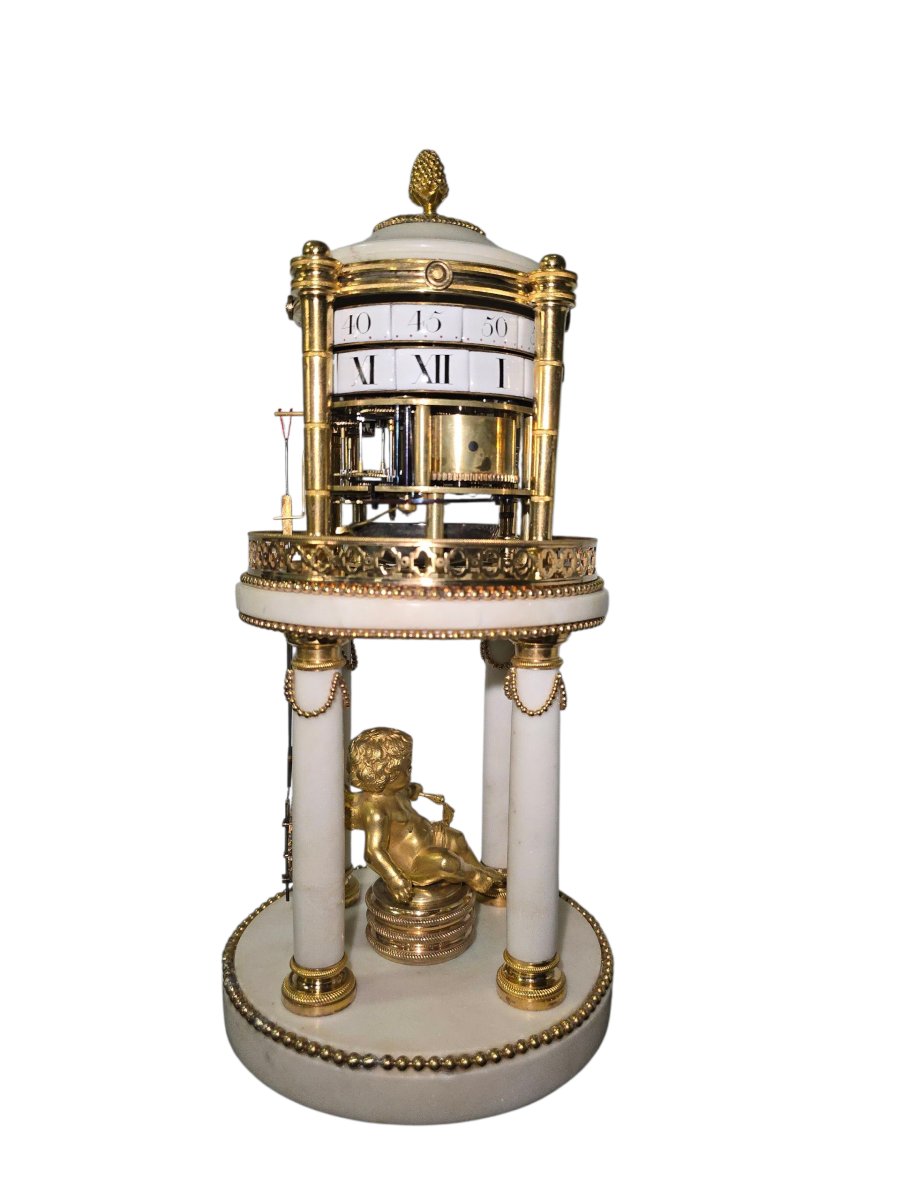 Rare 18th Century Clock In Marble And Gilded Bronze – Signed “le Chopie à Paris”-photo-2