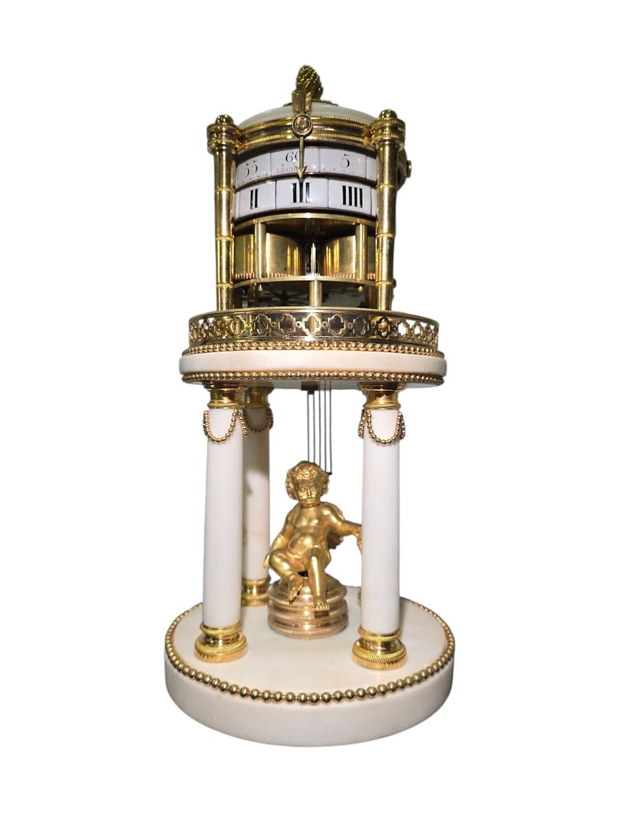 Rare 18th Century Clock In Marble And Gilded Bronze – Signed “le Chopie à Paris”-photo-5
