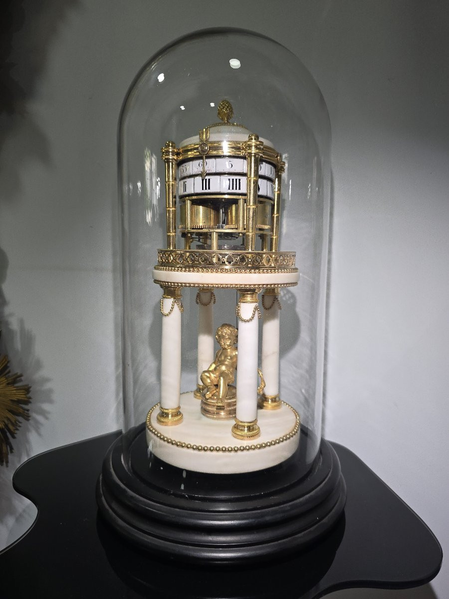 Rare 18th Century Clock In Marble And Gilded Bronze – Signed “le Chopie à Paris”-photo-8