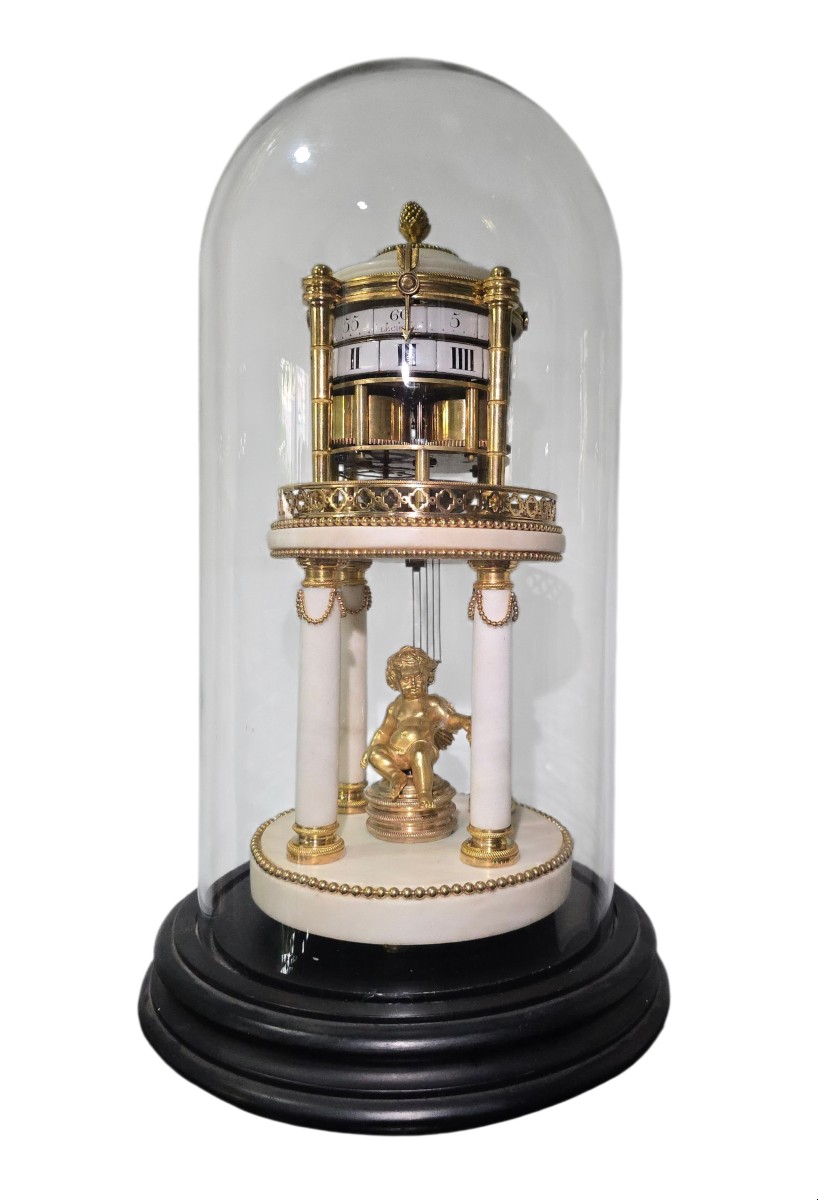 Rare 18th Century Clock In Marble And Gilded Bronze – Signed “le Chopie à Paris”