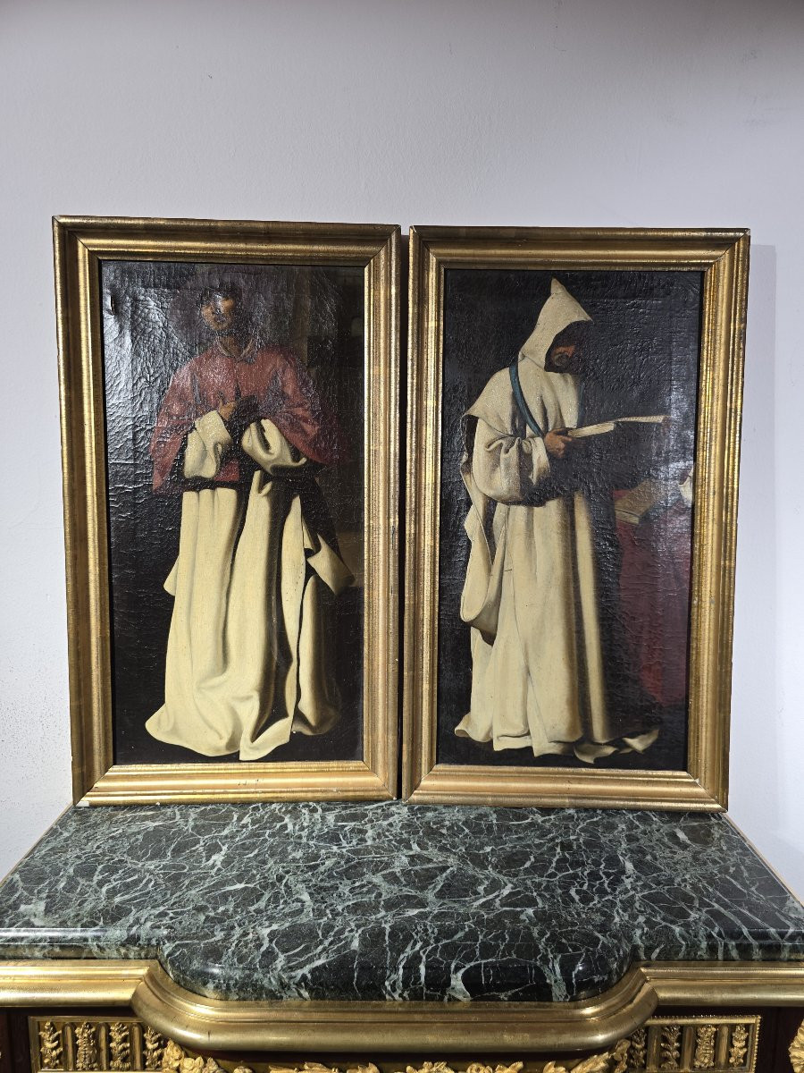 Paire de peintures à l’huile sur toile – Suiveur de Zurbarán – XVIIe siècle-photo-2