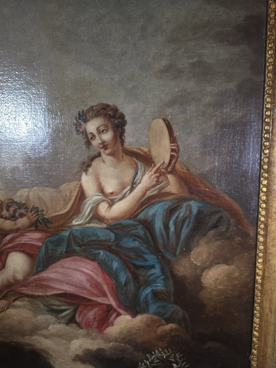 Circle Of François Boucher – "venus And Cupid" – Oil On Canvas – 18th Century-photo-4