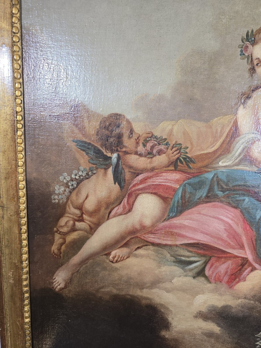 Circle Of François Boucher – "venus And Cupid" – Oil On Canvas – 18th Century-photo-1
