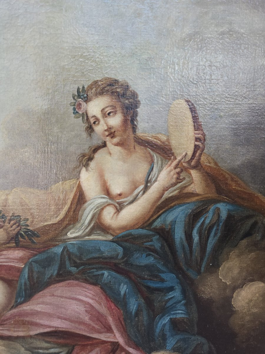 Circle Of François Boucher – "venus And Cupid" – Oil On Canvas – 18th Century-photo-7