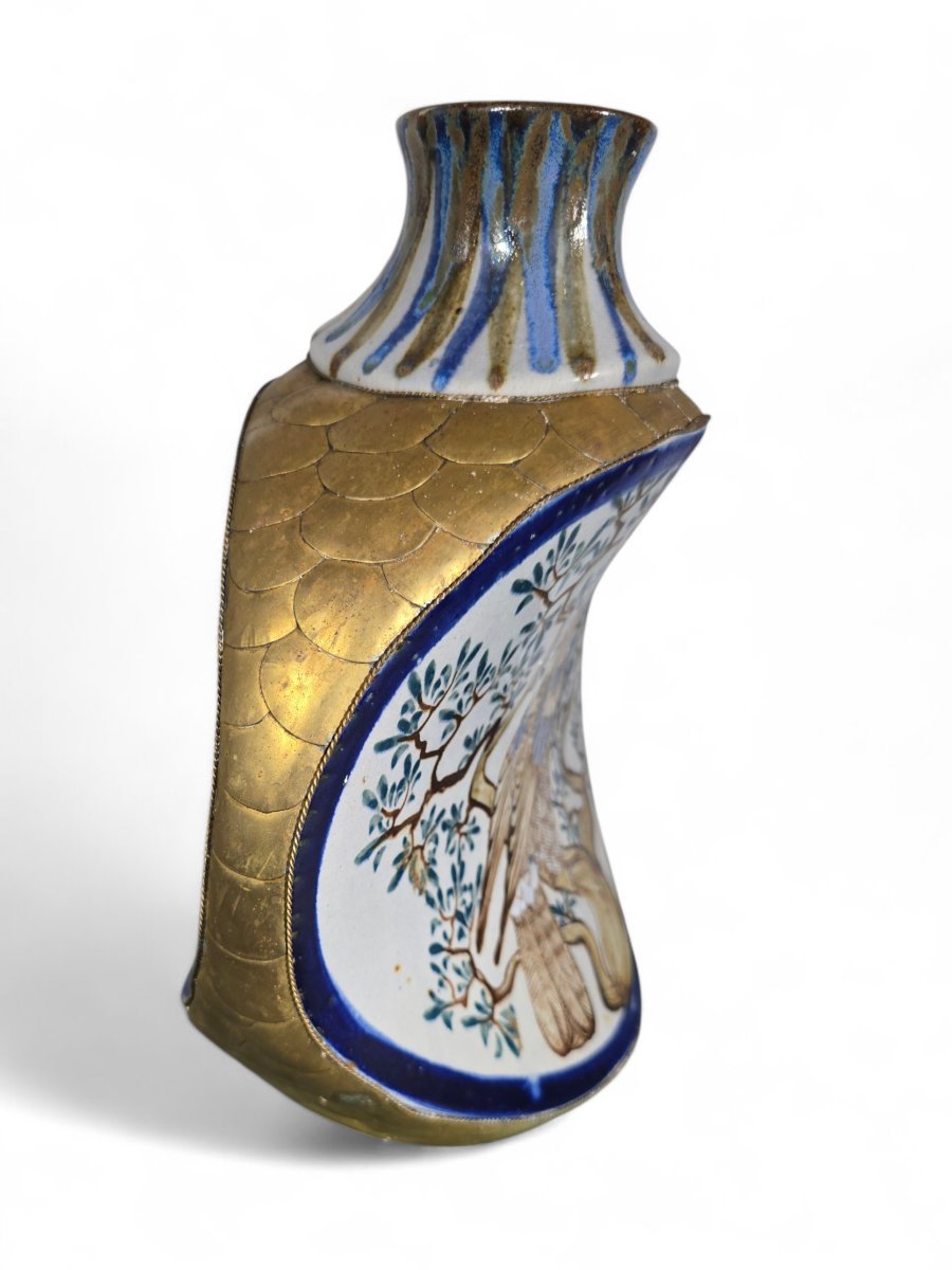 Élégant vase mexicain en porcelaine peinte – Signé – XXe siècle-photo-4
